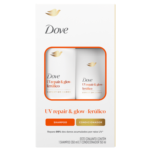 Kit Shampoo 350ml + Condicionador 150ml Dove UV Repair e Glow