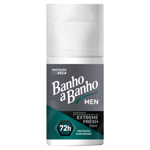Banho A Banho Desodorante Roll-On 72h Men Extreme Fresh com Niacinamida e Hialurônico