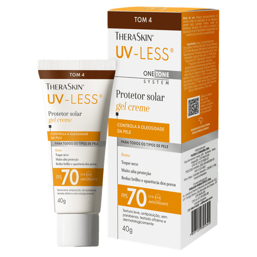 Theraskin Protetor Solar Facial Gel-Creme Toque Seco FPS 70 Tom 4 UV-Less 40g