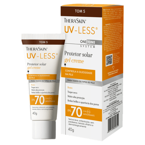 Theraskin Protetor Solar Facial FPS 70 Cor 5 Gel-Creme Toque Seco 40g para Pele Negra