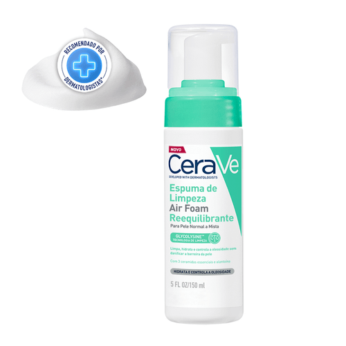 CeraVe Espuma de Limpeza Reequilibrante 150ml para Pele Normal a Mista, Sem Fragrância