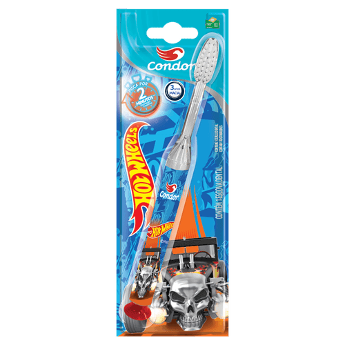 CONDOR ESCOVA DENTAL INFANTIL Hot Wheels LED Pisca Cerdas Macias Cabeça P Ventosa 3+