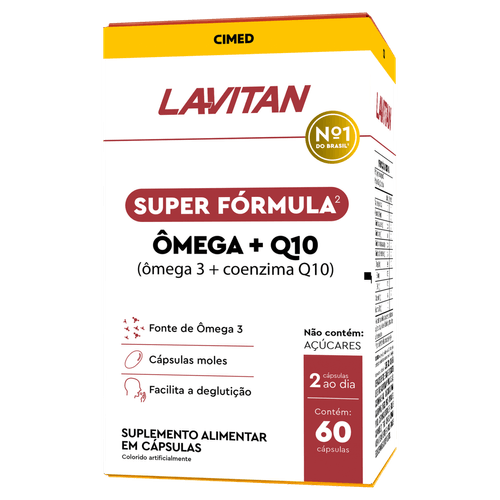 Lavitan Suplemento em Cápsulas Ômega-3 + Q10 60 Cápsulas Moles Suporte Cardiovascular