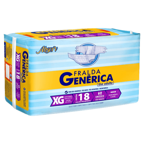Fralda Descartável Adulto XG Genérica (Acima de 85kg) 18 un Absorção Leve