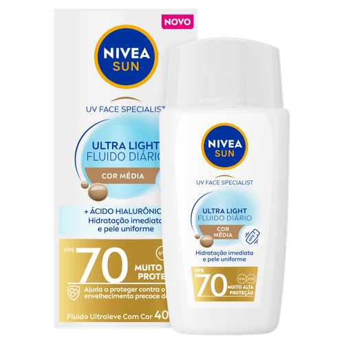 Nivea Sun Protetor Solar Facial Ultralight Cor Média FPS 70 40ml