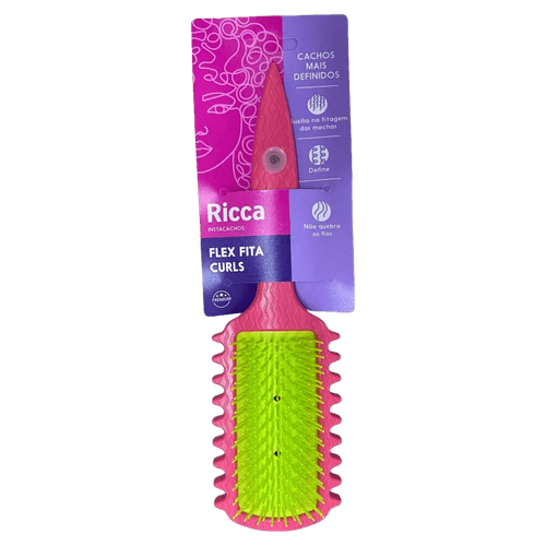 Ricca Escova para Cachos Flex Fita Curls Rosa Cerdas Flexíveis