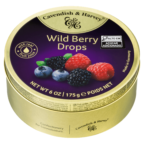 Cavendish & Harvey Bala Frutas Silvestres Lata 175g Sem Glúten