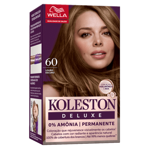 Koleston Kit Coloração Permanente Creme Louro Escuro 60 Deluxe com Hialurônico Sem Amônia