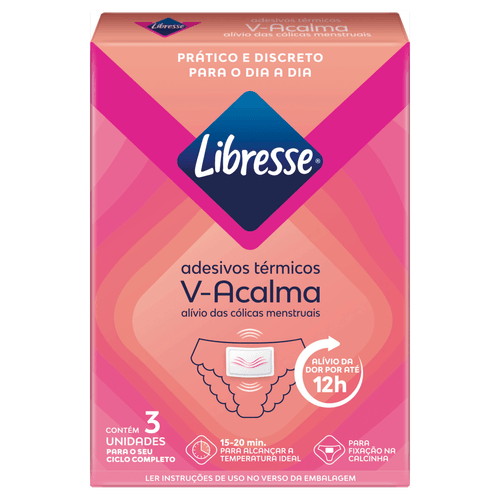 Adesivo Térmico Libresse V-Acalma 3 Unidades Alívio Térmico para Ventre