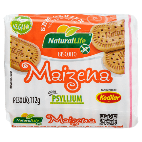 Natural Life Biscoito de Maizena com Psyllium sem glúten e lactose 112g