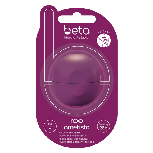 Hidratante Labial Amora Roxo Ametista Brilhoso 9,5g FPS 6 BETA