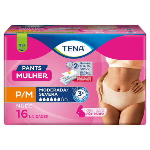 Fralda para adulto Pants Mulher P/M Absorção Moderada/Severa 16 un Tena