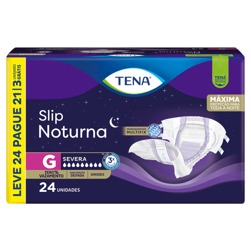 Fralda Descartável Adulto Tena Slip Noturna G - 24 Unidades