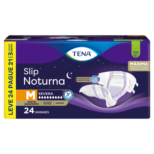 Fralda Descartável Adulto Tena Slip Noturna M - 24 Unidades