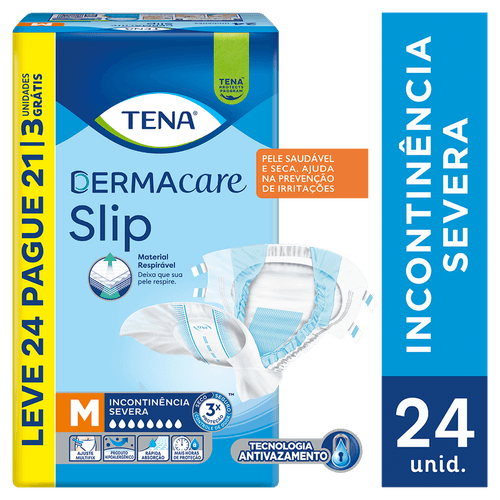 Fralda Descartável Adulto Tena Dermacare Slip M - 24 Unidades