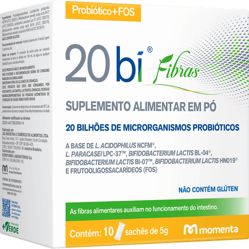 20 Bi Fibras 20 bilhões - Eurofarma Laboratório - 10 sachês de 5 g - sachê em pó