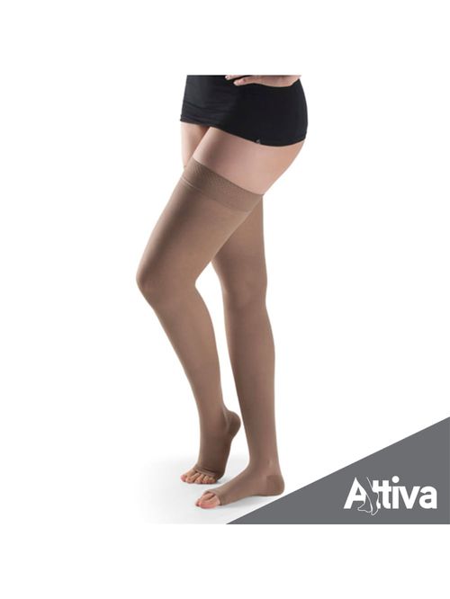 Meia Coxa 7/8 Attiva Media Compressao 18-21 Fem Aberta Natural Escuro Tamanho GG Cor NATURAL ESCURO GG