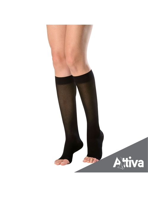 Meia ¾ Panturrilha Attiva Alta Compressao 20-30 Fem Aberta Preta Tamanho G Cor PRETA G