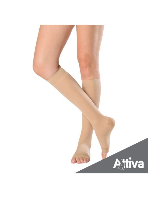 Meia ¾ Panturrilha Attiva Media Compressao 18-21 Fem Aberta Natural Tamanho GG Cor NATURAL GG