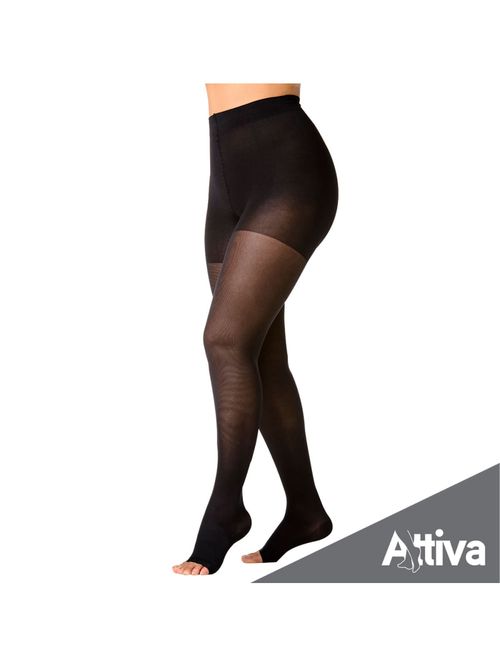 Meia Calca Attiva Alta Compressao 20-30 Fem Aberta Preta Tamanho P Cor PRETA P