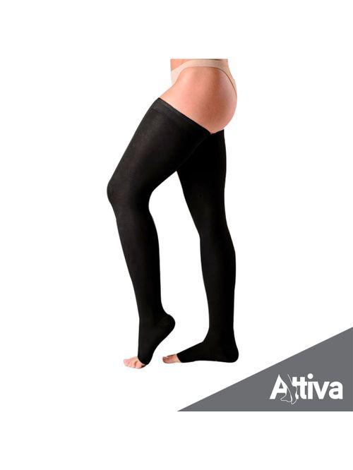 Meia Coxa 7/8 Attiva Alta Compressao 20-30 Fem Aberta Preta Tamanho M Cor PRETA M