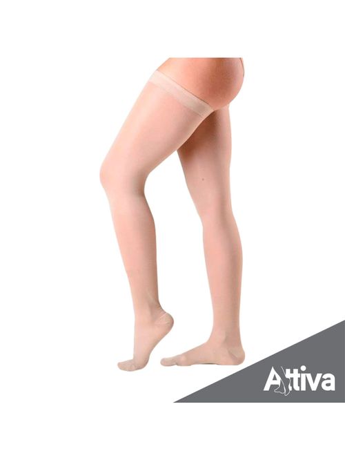 Meia Coxa 7/8 Attiva Alta Compressao 20-30 Fem Fechada Natural Tamanho G Cor NATURAL G