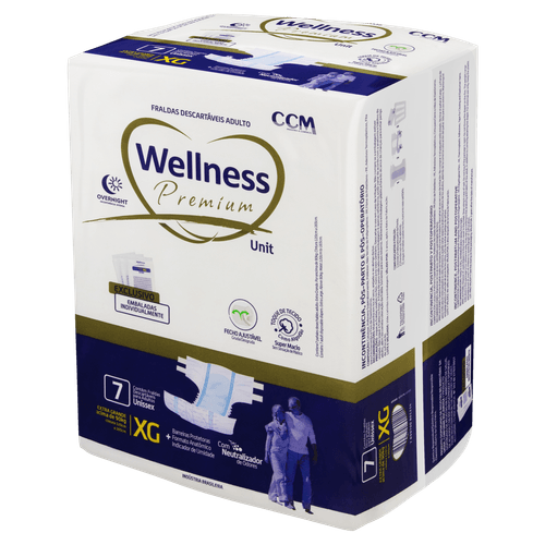 Fralda Descartável Adulto XG c/7 Controle de Odor - Wellness Premium