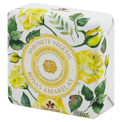Sabonete Barra Vegetal Rosas Amarelas 200g Floral (bergamota, lichia) Davene