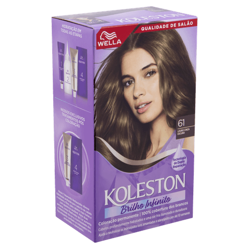 Coloração Permanente Koleston Wella 61 Louro Cinza Escuro Kit 55g+55ml+22ml+40ml Koleston