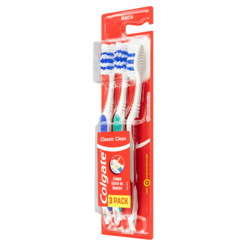 Escova Dental Classic Clean 3 Unidades Cerdas Macias Colgate