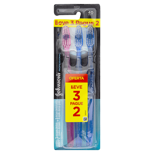 Escova Dental Reach Professional Grande 3 Unidades Cerdas Macias Johnson's