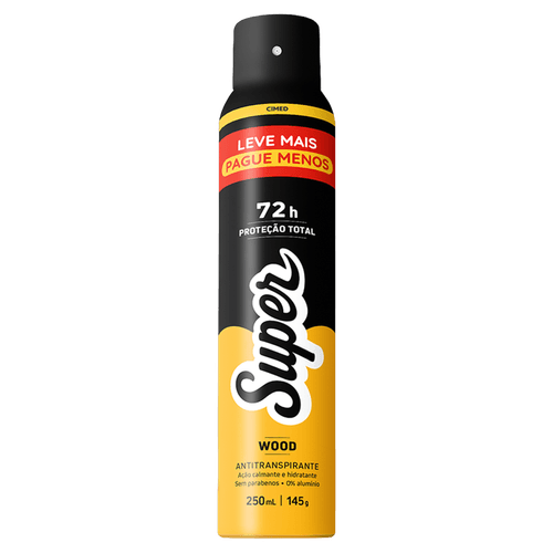 Desodorante Antitranspirante Aerosol Super Men Wood - 250ml