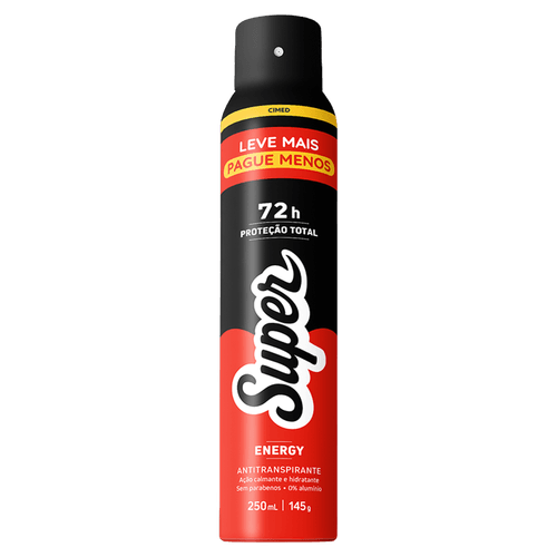 Desodorante Antitranspirante Spray Super Energy 72h - 250ml