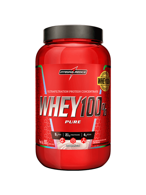 Whey Protein Concentrado Pote 900g Morango