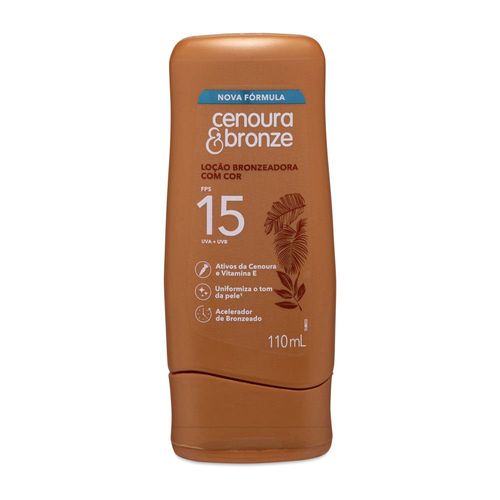 Cenoura Bronze Protetor Solar Loção Bronzeadora com Cor FPS 15 110ml
