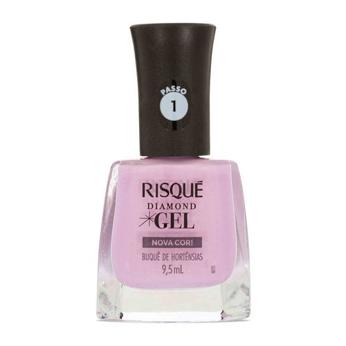 Risque Esmalte Diamond Gel Buquê de Hortênsias Lilás Suave 9,5ml Brilhoso Hipoalergênico