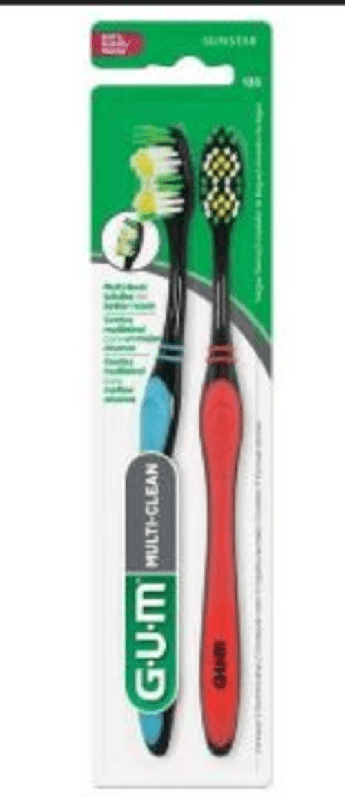 Escova de Dente Gum Multi-Clean Macia 2 Unidades Adulto Cores Sortidas