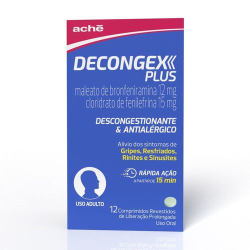 Decongex Plus 12mg + 15mg 12 Comprimidos - Aché