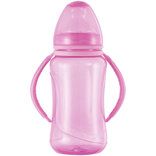 Mamadeira Kuka Aquarela Big Orto Nº2 com Alça Rosa - 330ml