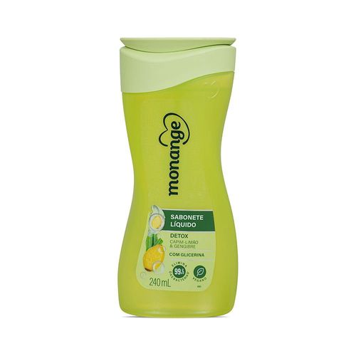 Sabonete Líquido Monange Detox 240ml Capim-Limão e Gengibre Coty