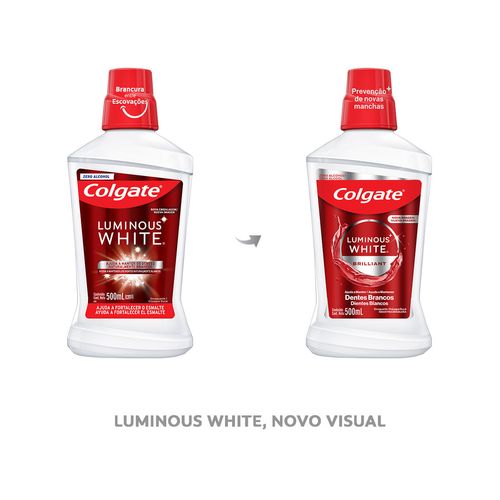 Kit Enxaguante Bucal Brilliant White Luminous White Colgate 500ml Grátis 1 Creme Dental 70g