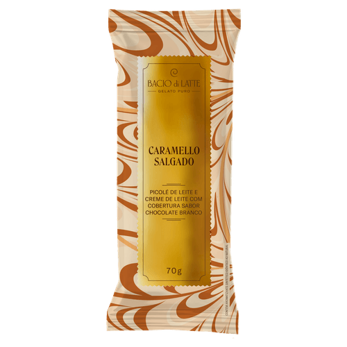 Picolé Caramelo Salgado Chocolate Branco 70g Bacio di Latte
