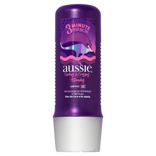 Creme de Tratamento Aussie 3 Minute Miracle Cachos & Crespos Ativados com Óleo de Coco e de Jojoba - 236ml
