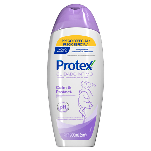 Sabonete Líquido Íntimo Calm & Protect 200ml Soft Floral com ácido láctico Protex