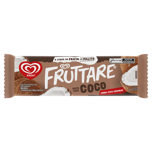 Picolé Palito Fruttare 60ml com Pedaços de Coco Kibon