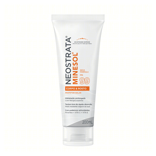 Protetor Solar Corpo e Rosto FPS 99 Neostrata Minesol Bisnaga 200ml