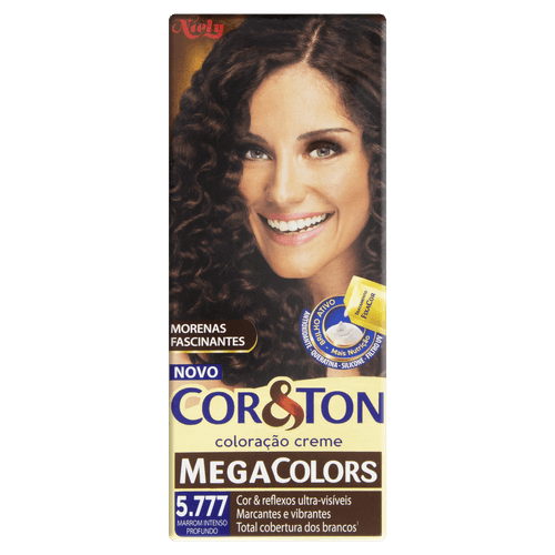 Coloração Permanente Mega Colors 5.777 Marrom Intenso Profundo Mini Kit Cor&Ton