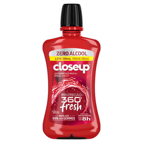 Enxaguante Bucal Proteção 360° Fresh Red Hot 500ml Zero Álcool Close Up
