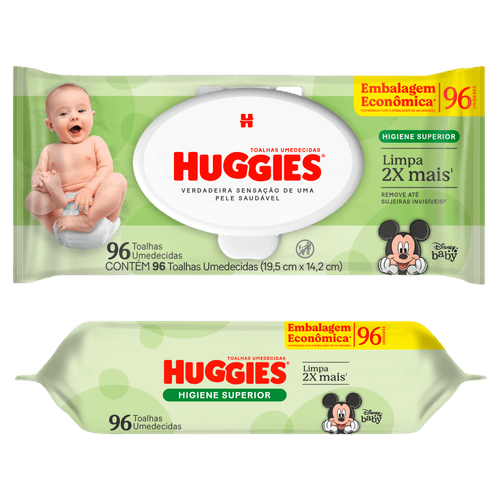 Lenço Umedecido Huggies Higiene Superior 96 Unidades