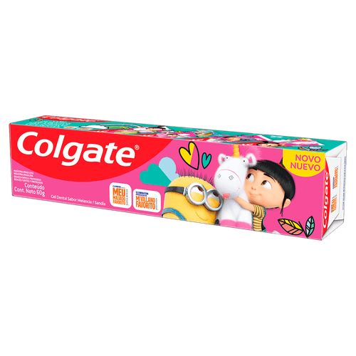 Creme dental infantil Colgate Meu Malvado Favorito 60g - Gel melancia 1100ppm anticáries